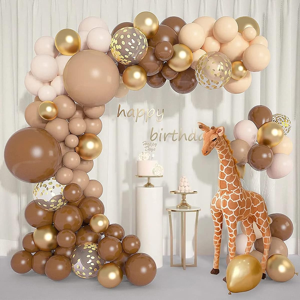 HIAGROW 100pcs Brown Balloons - Latex Balloons Arch Kit Different Sizes 18 12 10 5 Inch Party Balloons for Baby Shower Decorations Birthday Party Graduation Wedding Holiday Balloon Decorations