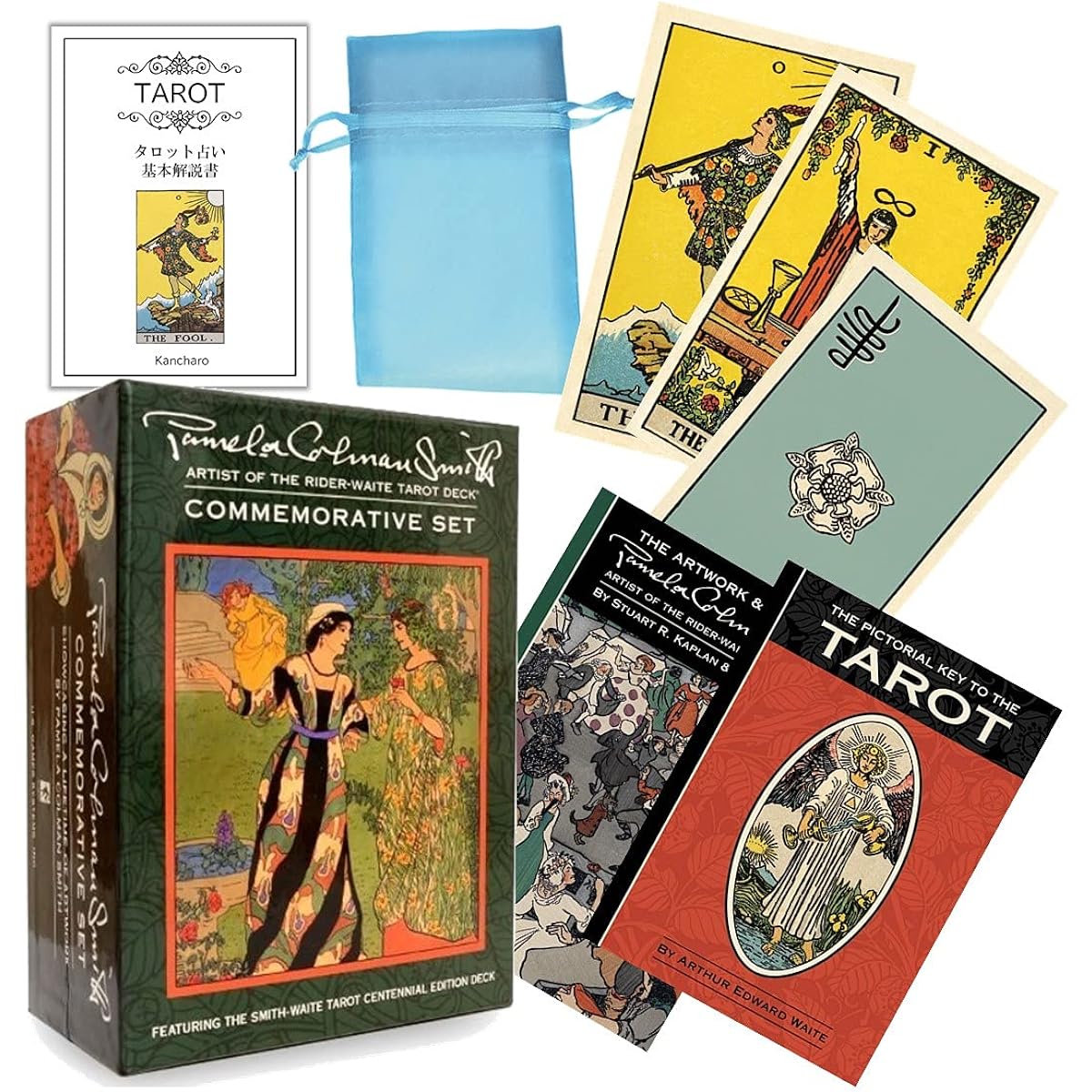Kancharo Tarot Cards 78 Pieces Tarot Fortune Telling [Pamela Colman Smith Commemorative Set] Japanese Tarot Cards Basic Instructions & Pouch Included (Authentic)