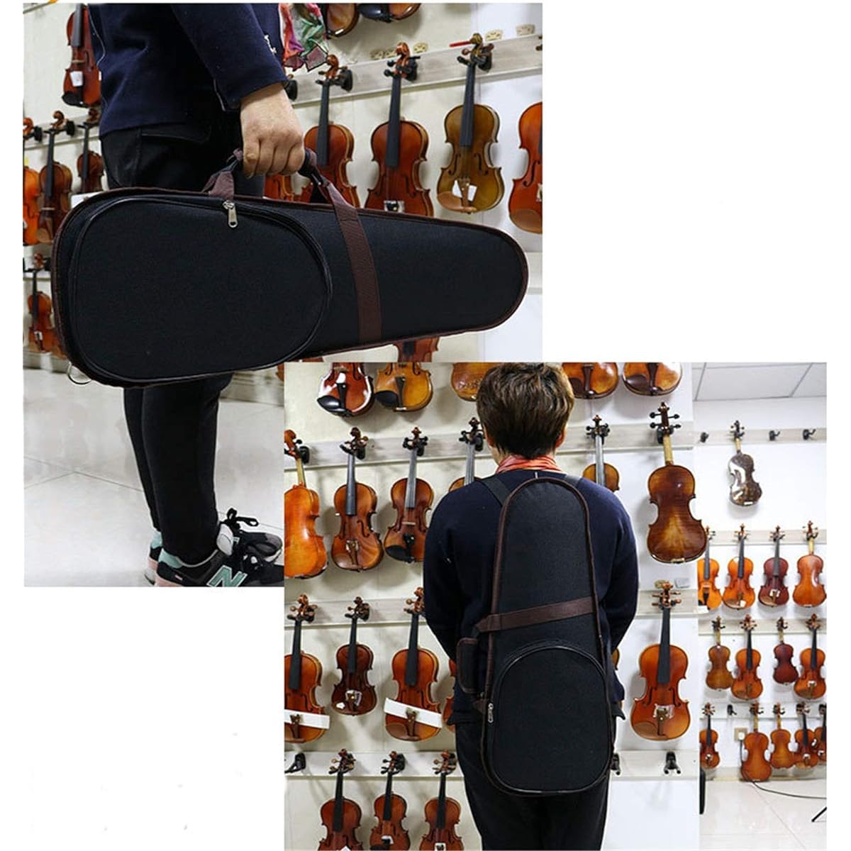 Violin Case Music 4/4 Violin Hard Carry Case Backpack Style Straps and Lightweight Backpack Style Sturdy Lightweight Pressure Resistant