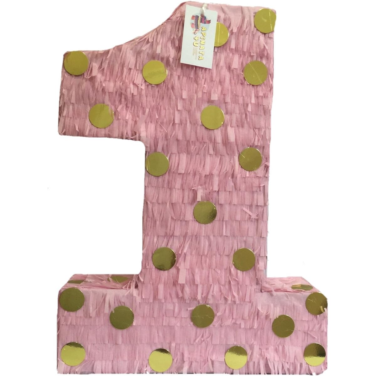 Large Number One Pink & Gold Polka Dots 60cm Tall