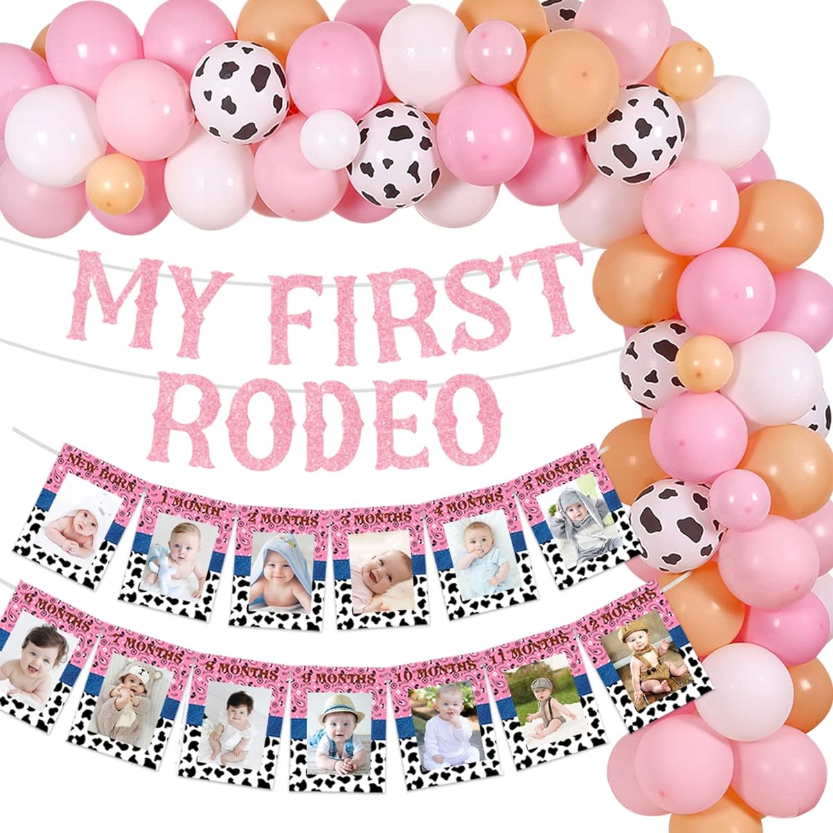First Rodeo Birthday Party Decorations Girls Pink My First Rodeo Party Decorations Western Cowgirl Birthday Balloon Garland Kit Photo Banner 1st Birthday Party Decorations for Girls