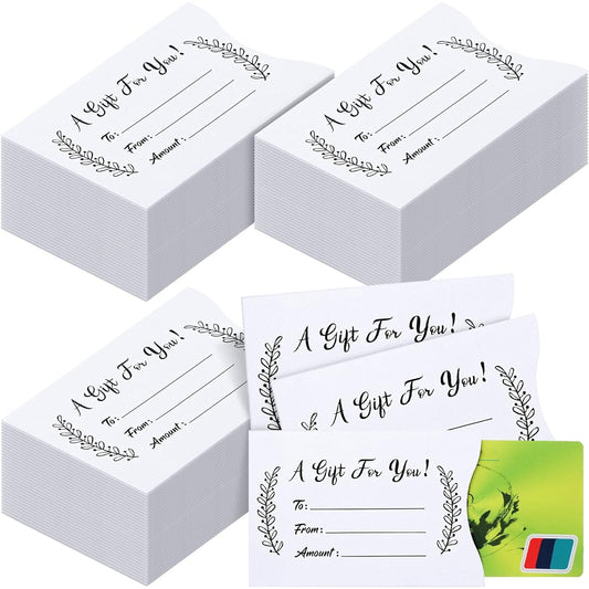 600pcs Gift Card Sleeves Thank You Key Card Holder Appreciation Mini Money Cash Envelopes Blank Hotel Credit Card Protector Thank You Notes for Business 3.54 x 2.36 Inch (White Leaf)