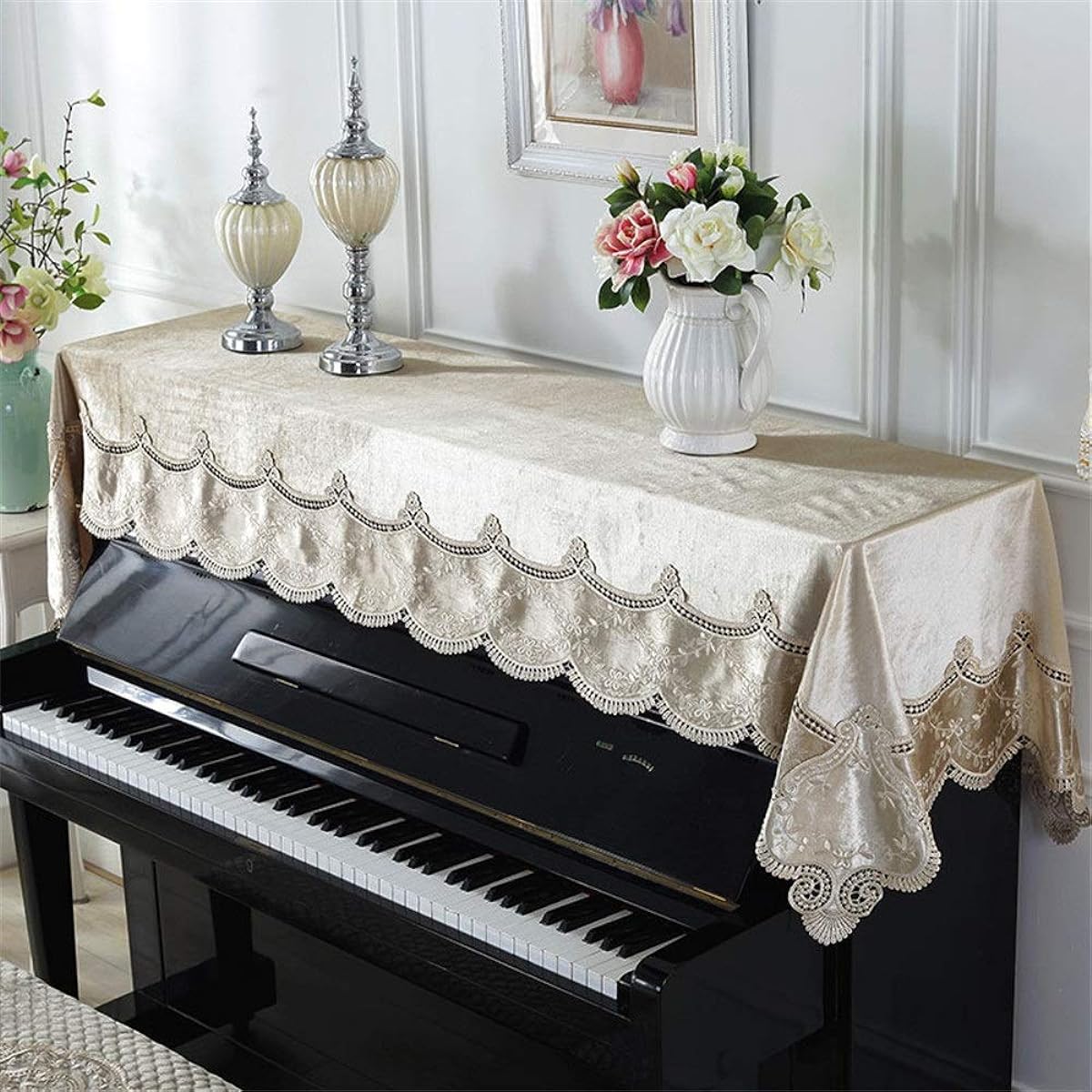 Digital Piano Dust Cover Modern Piano Towel Full Cover Dustproof Clean 90x220cm for Universal Piano (Color: B, Size: Free size)