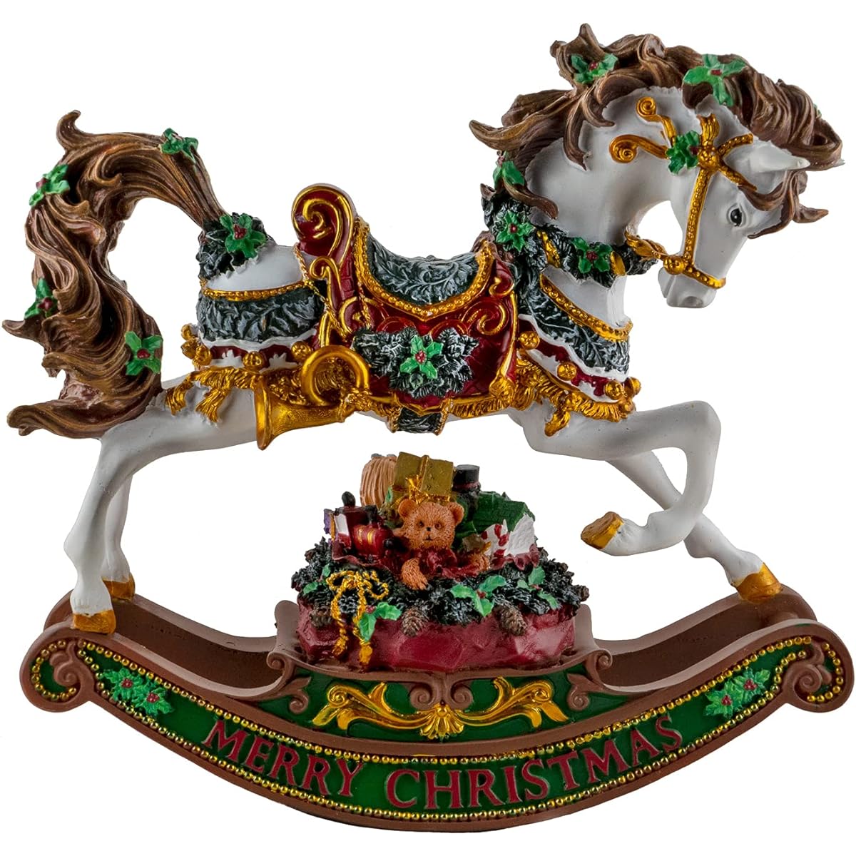 merry christmas swinging horse musical figure