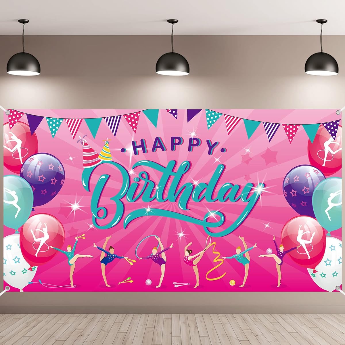 Gymnastics Birthday Banner Backdrop Party Supplies Gymnastics Party Decorations Gymnastics Photo Background Birthday Baby Girl Shower Party Supplies