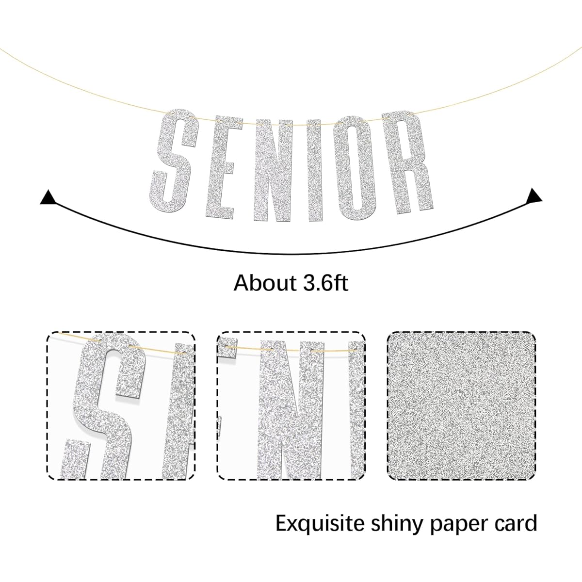 Silver Glitter Senior Banner Congratulations High School Graduation Party Decorations