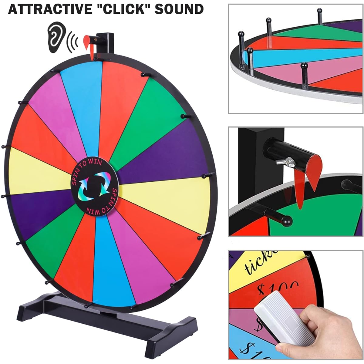Hooomyai 24" Tabletop Spinning Wheel with 14 Slots, Durable Base Stand, Whiteboard Favor Carnival Prize Wheel with Dry Erase Markers and Erasers for Carnival Trade Show Parties