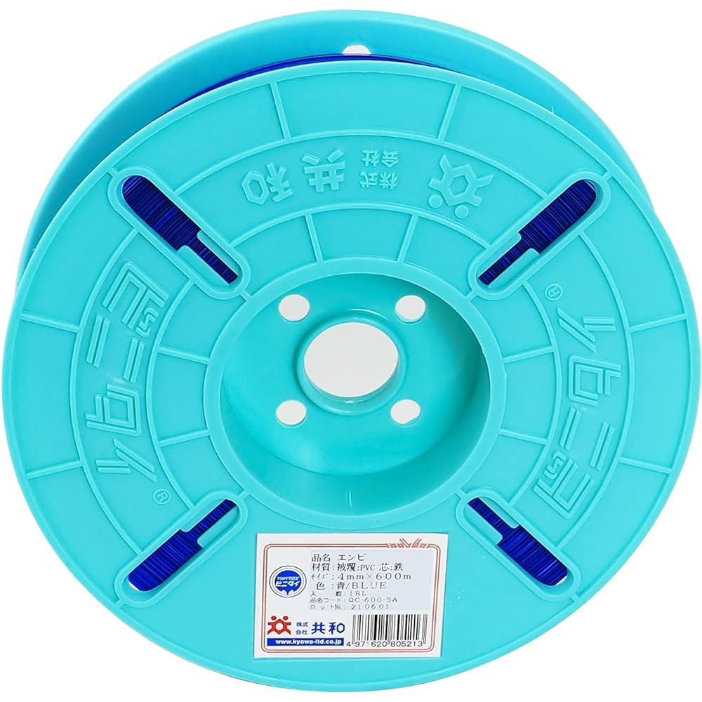 Vinyl Tie PVC 4mm x 600m Reel Blue QC-600-3A Kyowa Vinyl Wire Tie Vinyl Chloride Iron Core