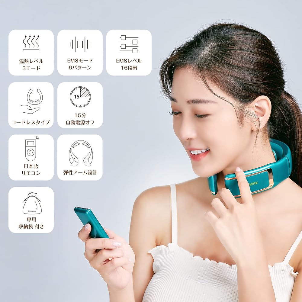 LEADTEK Neck Care EMS Heat Neck Neck Refresh Heater Function 3 Stage Heating Function x 6 Modes x 16 Levels Intensity Adjustment Stiff Neck Neck Shoulder Relaxation Device Remote  ZJP-N01