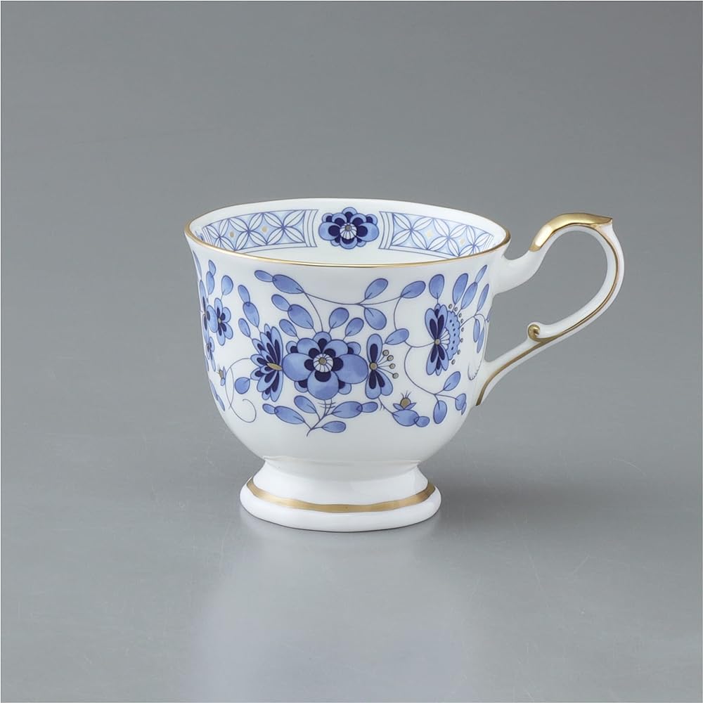 NARUMI Cup Saucer Set Milano 200cc Blue Floral Pattern Plum Blossom Chintz Style Pair Coffee Cup & Saucer Wedding Gift Respect for the Aged Day Present Made in Japan Gift Box Included 9682-20515