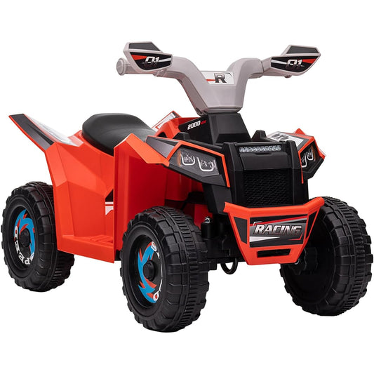 Aosom Kids ATV Quad Car 6V Four Wheeler with Forward and Backward Function Wear-resistant Wheels for Toddlers 18-36 Months Red