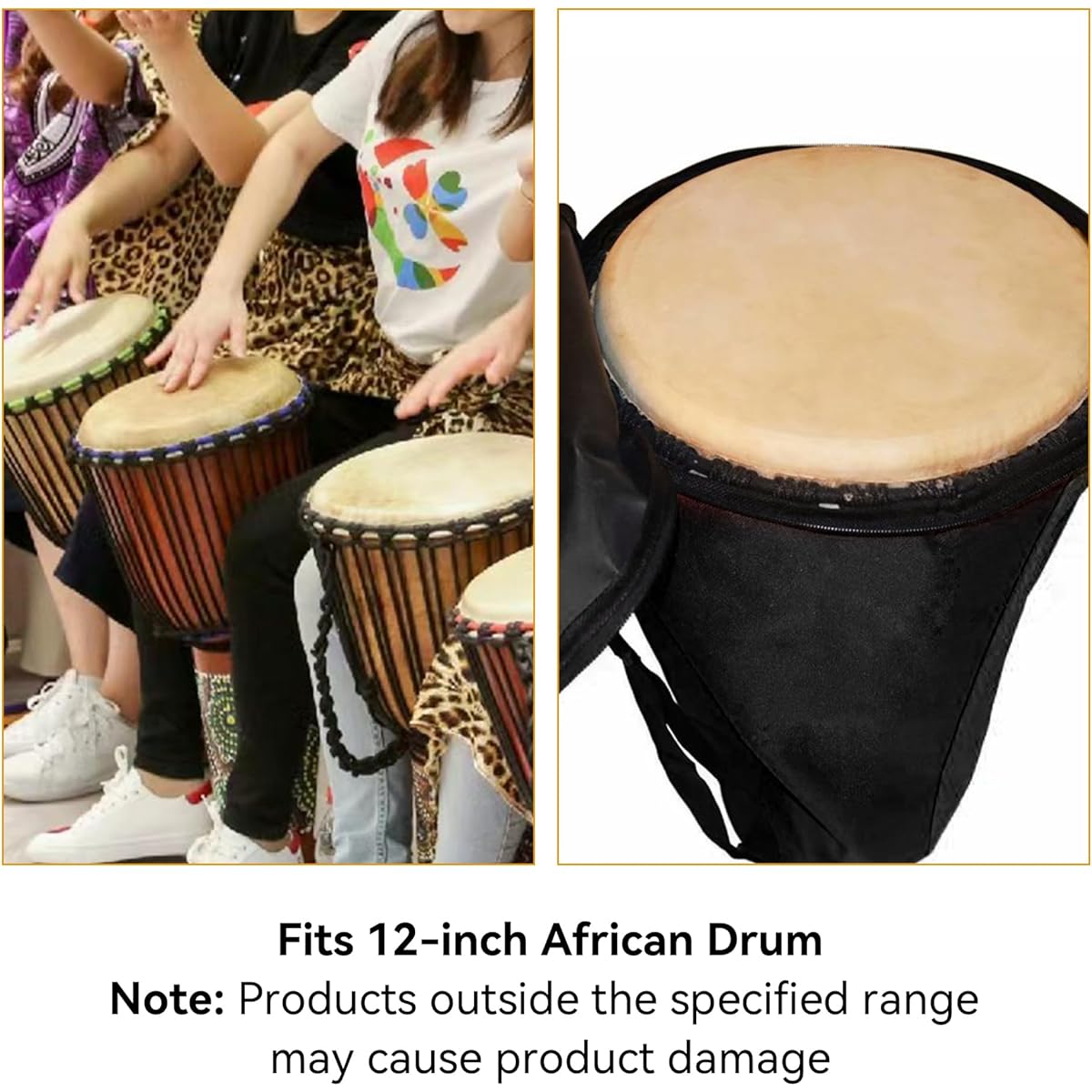 Nylon Waterproof Djembe Drum Carry Case Gig Bag for 12" African Drums