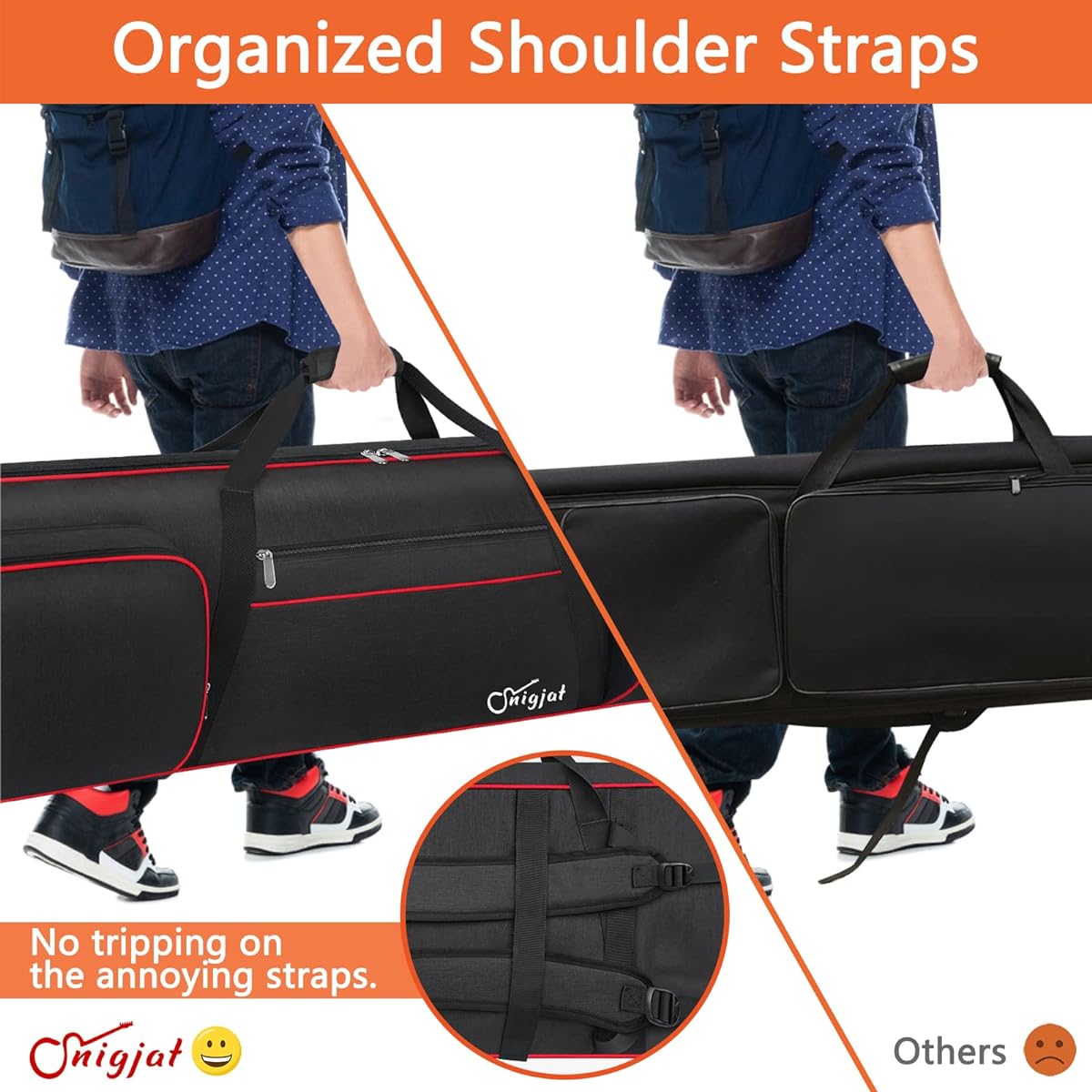 88 Key Keyboard Case Soft (Interior: 53.9" x 13.8" x 6.8") Padded Piano Case with Handle and Adjustable Shoulder Strap, Keyboard Gig Bag, Music Stand, Sustain Pedal, 3 Pockets for Cables