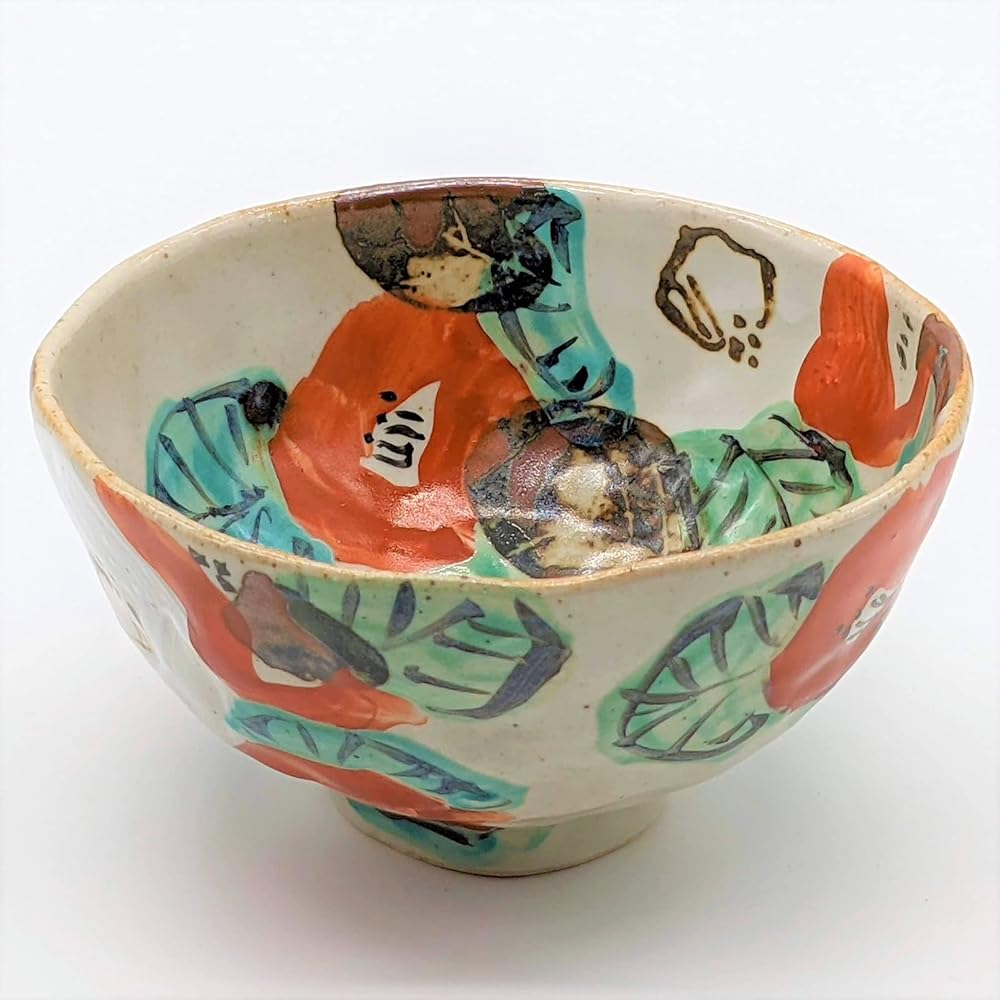 Mino Ware Wada Hitori Rice Bowl 11cm Colored Camellia Made in Japan 105-0041