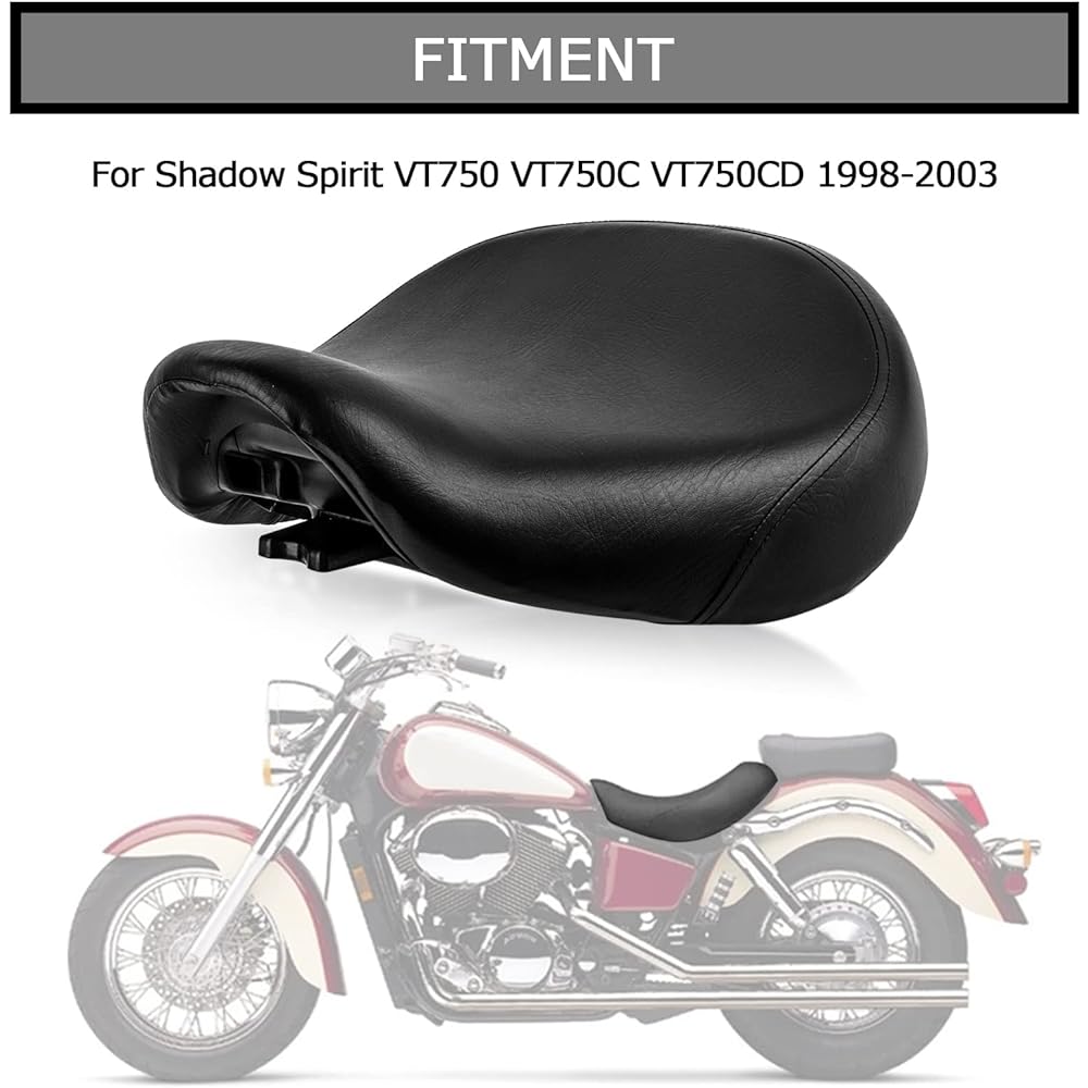 Motorcycle Seat Front Seat for Rider with Base Soft PU Leather/Synthetic Leather Compatible Models Honda Honda Shadow ACE VT750 1998-2003 (Front Seat Cushion)