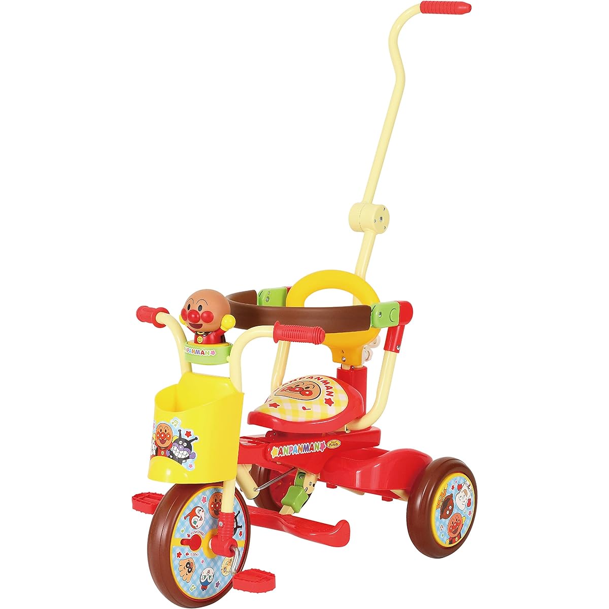 Joypalette Anpanman Tricycle Anpanman All-in-One UP3 0213 Kajikiri Push Bar Foldable Compact Free Pedal 1.5 Years Old and Up
