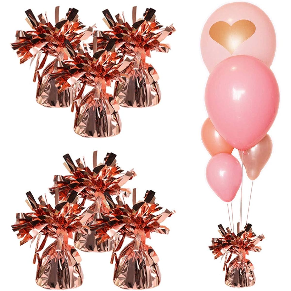 UNIQOOO 12pcs Metallic Rose Gold Heavy Solid Balloon Weight Pack Holder Table Centerpiece DIY Decoration for Christmas Thanksgiving Birthday Party Favors Wedding Baby Shower Large Size 5oz 140g 5.5inch