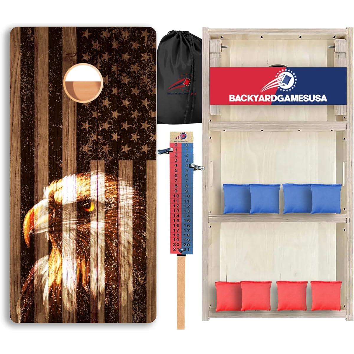 BackYardGamesUSA Premium Wood Cornhole Board Set - Choose from 4'x2' or 3'x2' Sets | Includes 8 Cornhole Bags