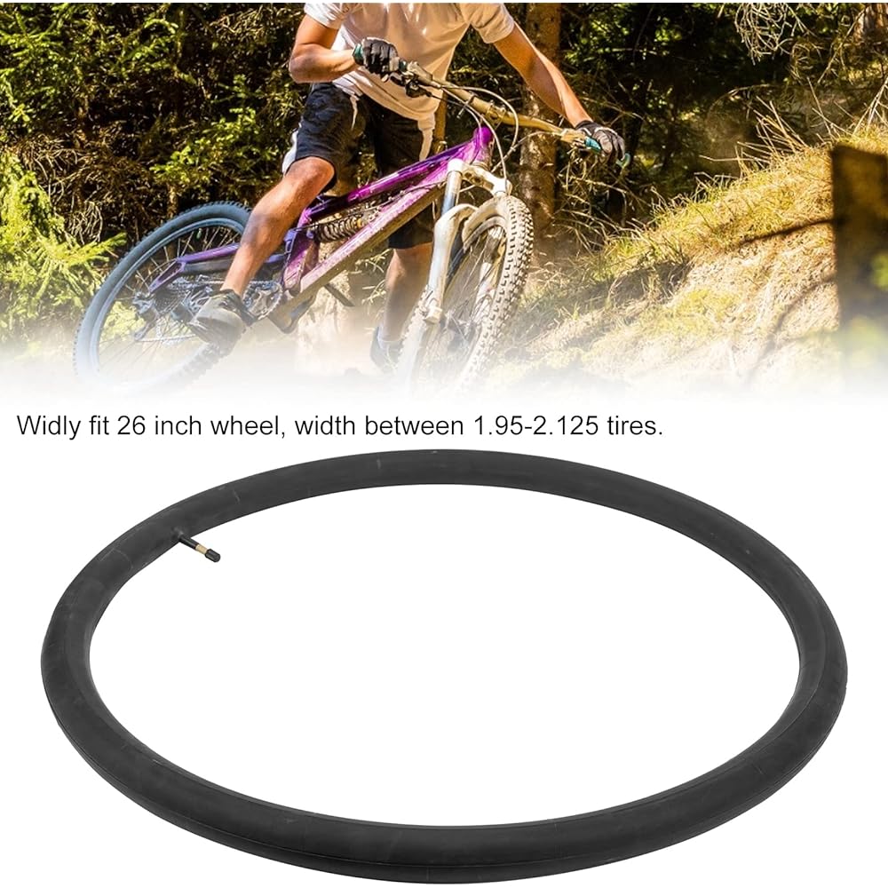 Bicycle Inner Tube, 26x1.95‑2.125 Bike Inner Tube AV48mm Schrader Valve Butyl Rubber Inner Tube for Most Road Bikes and Mountain Bikes