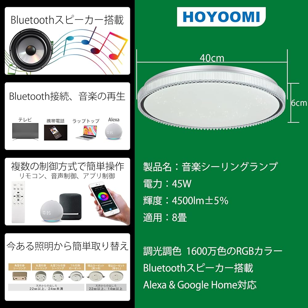 LED Ceiling Light 8 Tatami Starry Sky Effect 4500lm 45w Dimmable Color Compatible with Alexa Equipped with Bluetooth Speaker Brightness Memory High Color Rendering Energy Saving Night Light with Remote Control Thin Living Room Lighting Fixture Ceiling El