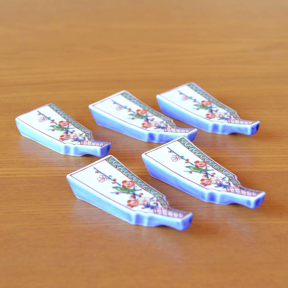 Chopstick rest New Year set of 5 stylish cute Arita ware battledore chopstick rest
