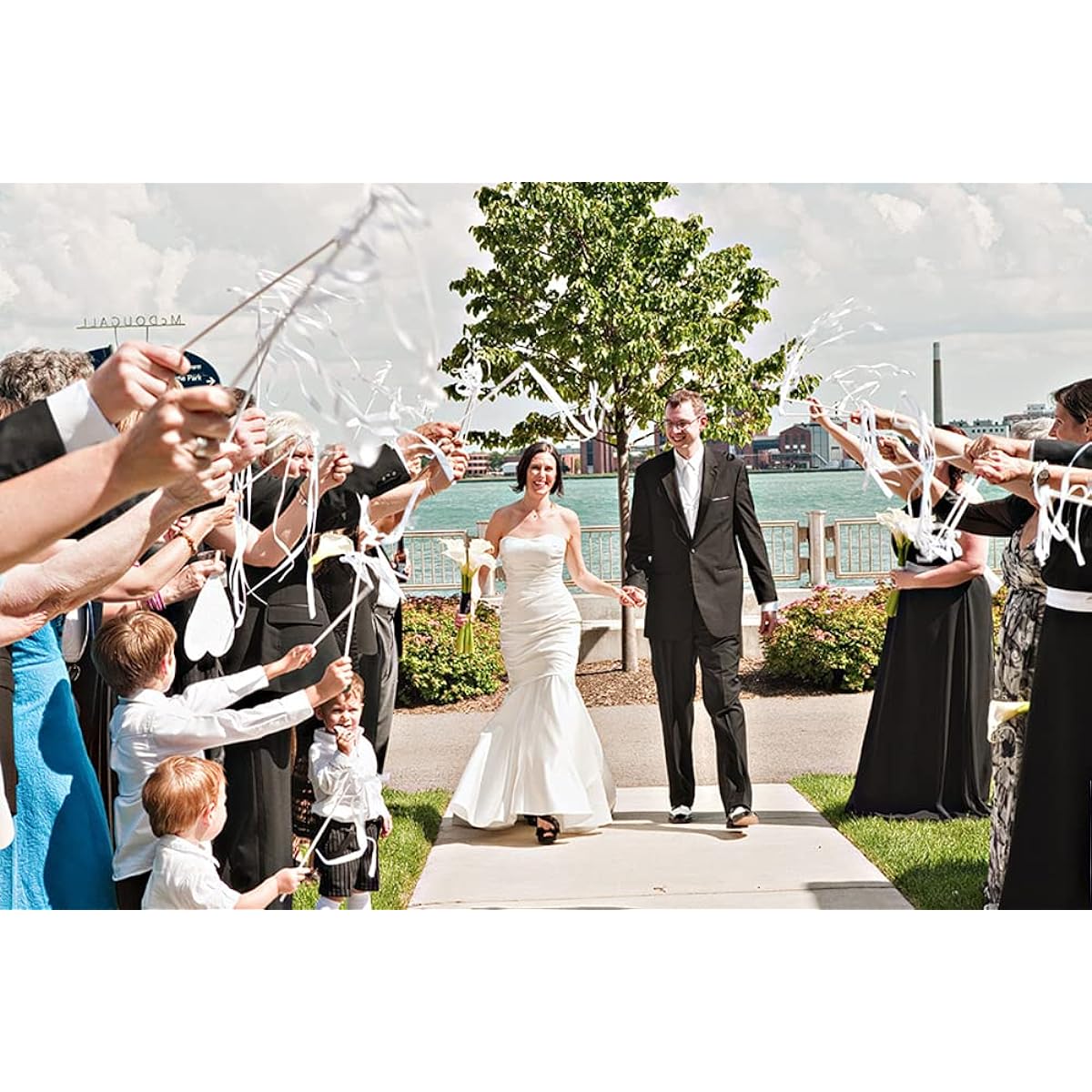 50pcs Ribbon Wands with Triple Ribbons and Silver Bells Party Favors Streamers Ribbon Sticks Magic Fairy Wands for Wedding Decorations