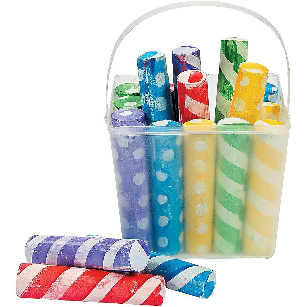 Stripes & Polka Dots Sidewalk Chalk - 20 Pieces - Educational and Learning Activities for Kids