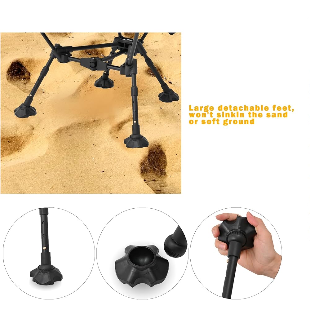 NUOWN Outdoor Chair, Ultra-lightweight Folding Camping Chair, Height Adjustable, Camping Chair with Pockets, Suitable for Uneven Grounds, Load Capacity 150kg, Green