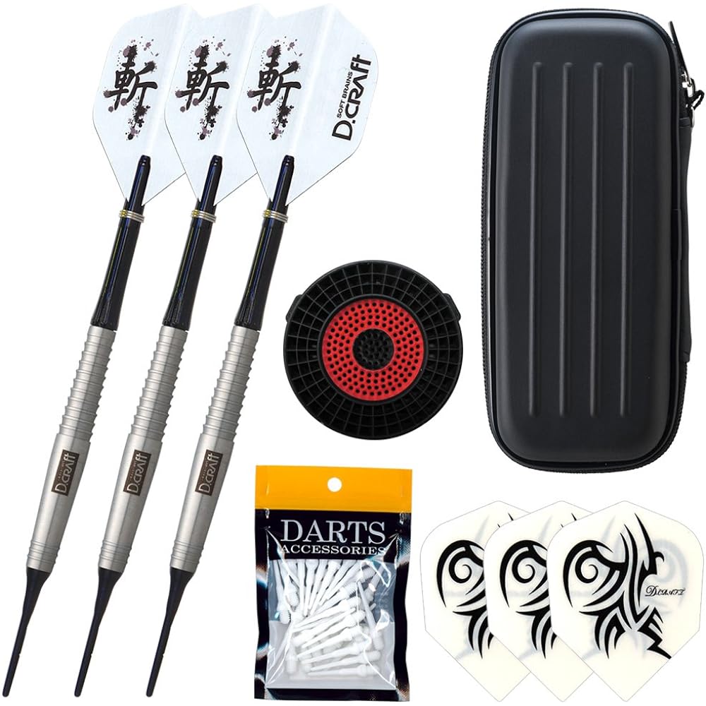 Dart Set Beginner My Darts D.Craft Celebrity Beginner Set Lightning Slash Dart Set for Beginners Beginner Women Darts Arrow Set Soft Barrel Tip Flight Dart Case