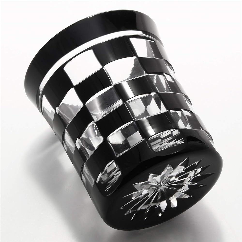 Edo Kiriko Kawai Sarazo Mini Old Glass Checkered Black 1755-33BK