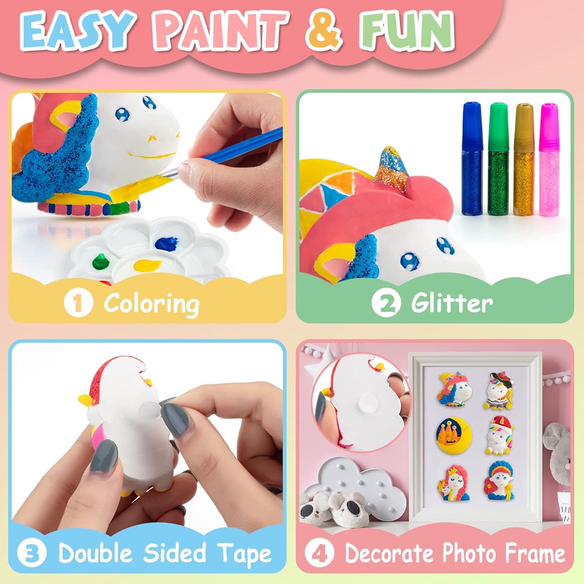 SEMKOTREE Unicorn Gifts for Girls, Kids Craft Kits, Unicorn Toys Art Supplies for Ages 4, 5, 6, 7, 8, 9, 10, 3 Years Old, Toys for Girls (62 Pieces)