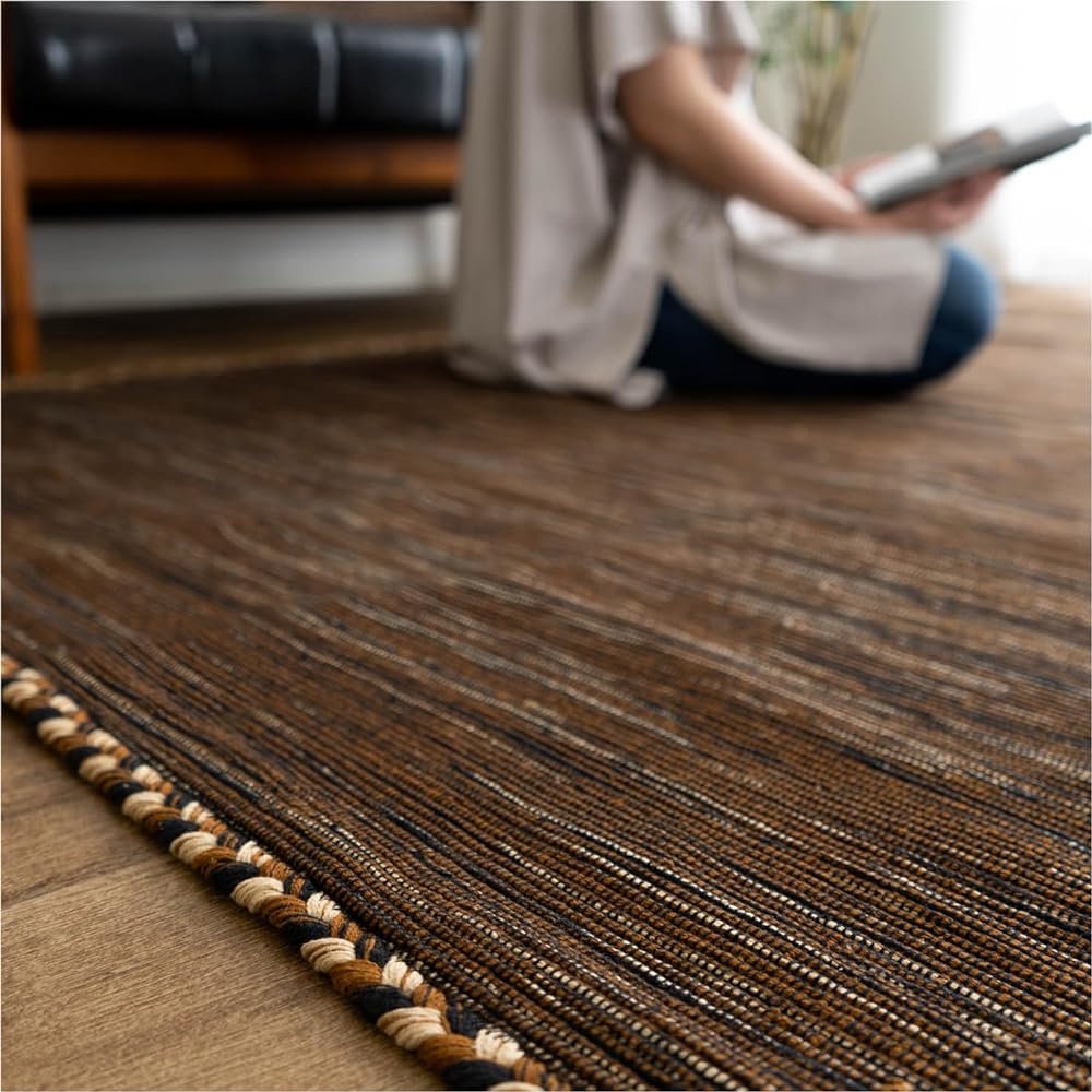 Sayan Sayan Handwoven Kilim Style Ethnic Rug Carpet Keema 190x240 3 Tatami Brown