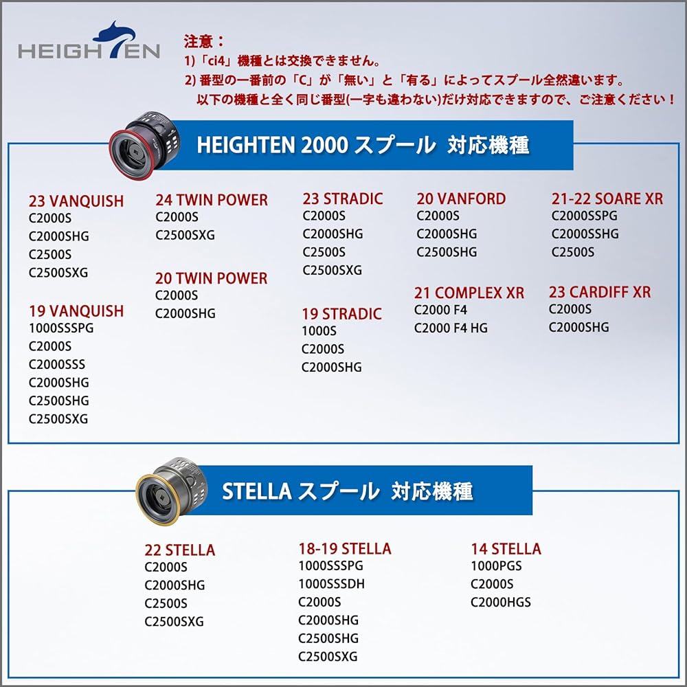 HEIGHTEN Reel Spool Shagomi Yumeya S-27 Type Replacement Spool Compatible with #1000 to #2500 Stella/Twin Power/Vanquish/Straddic/Vanford/Complex/Soare Silver Series