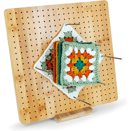 Bamboo Crochet Block Board Crochet Accessories Blocking Board for Crocheting and Knitting Grandma Squares Block Board for Crocheting and Crochet Projects (11 Inch)