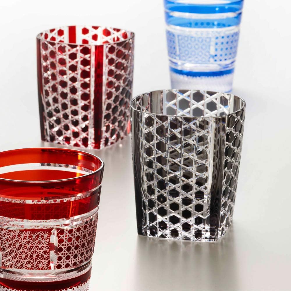 NARUMI Pair Glass Glass Works Raison Black & Red 270cc 2-Person Set Old GW6068-2220