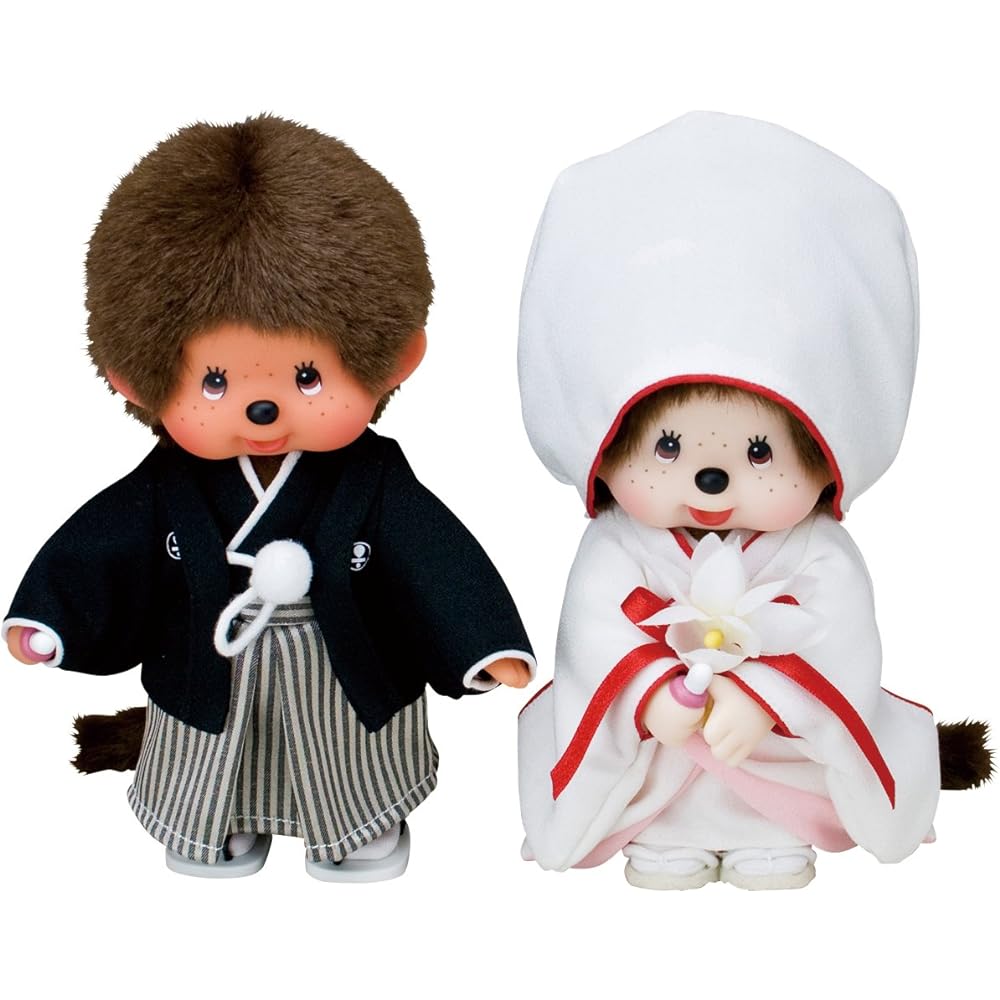 Sekiguchi Monchhichi Japanese Wedding Set Plush Toy Box Height Approx. 27cm