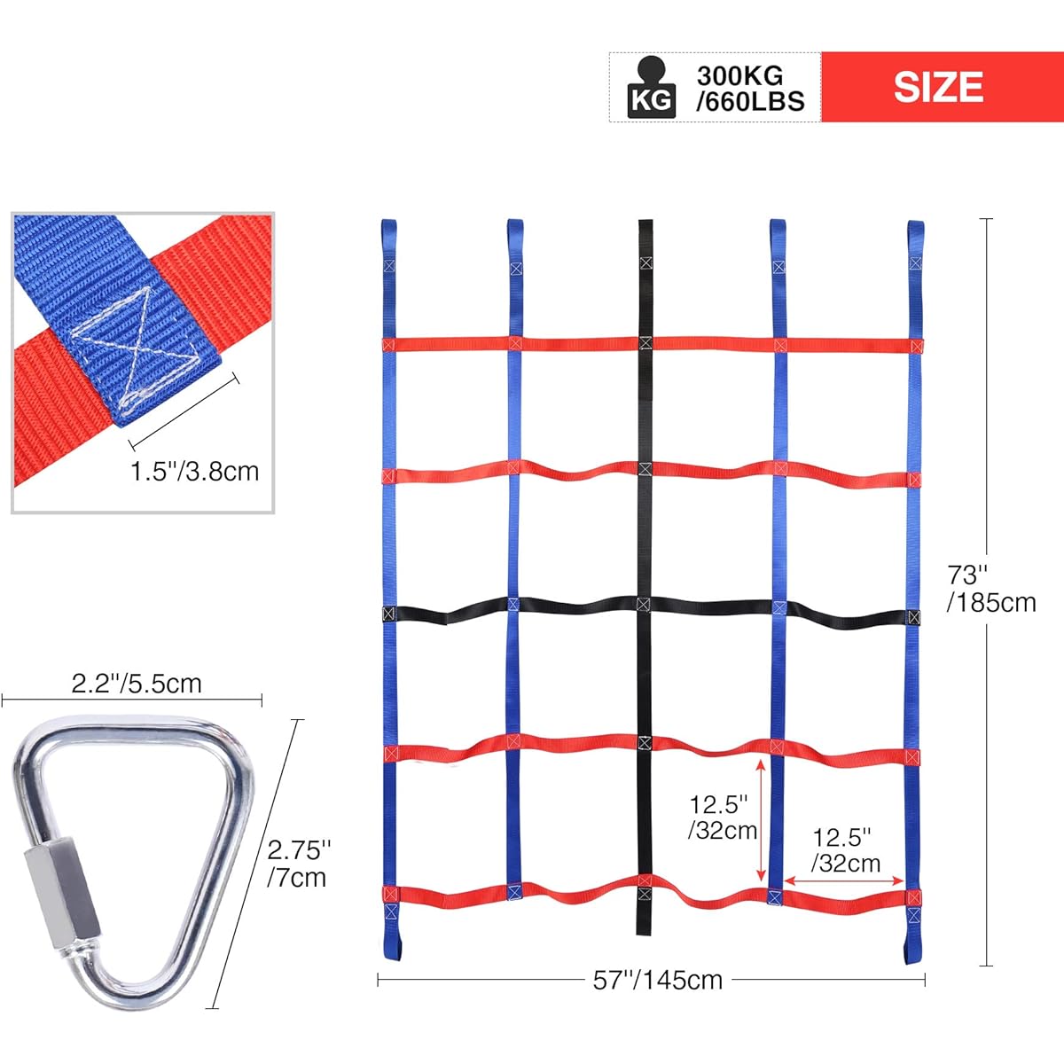 RedSwing Climbing Cargo Net for Kids Outdoor Climbing Net Playground Swing Set Kids Climbing Cargo Net Rope Ladder Ninja Warrior Obstacle Course Outdoor Treehouse