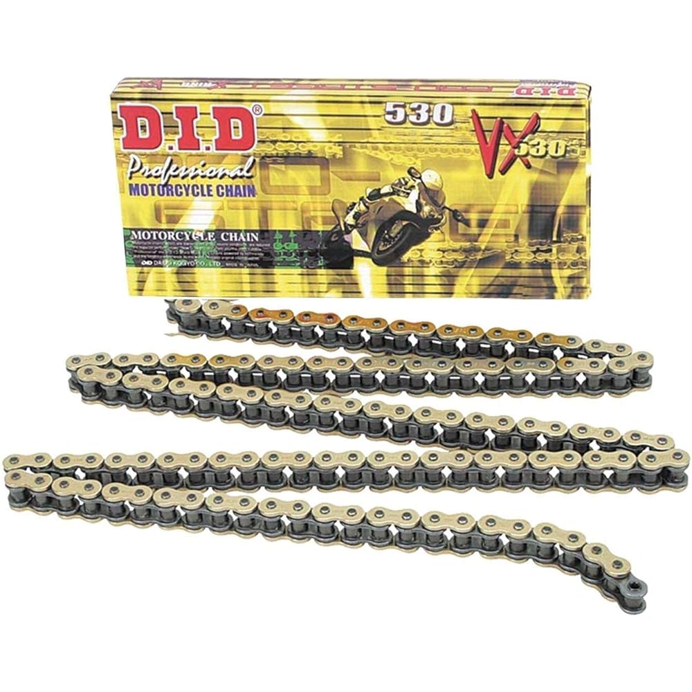 D.I.D Motorcycle Chain Light Press-in Clip Joint Included 530VX-102FB G&G (Gold) X-Ring for Two Wheels Motorcycle