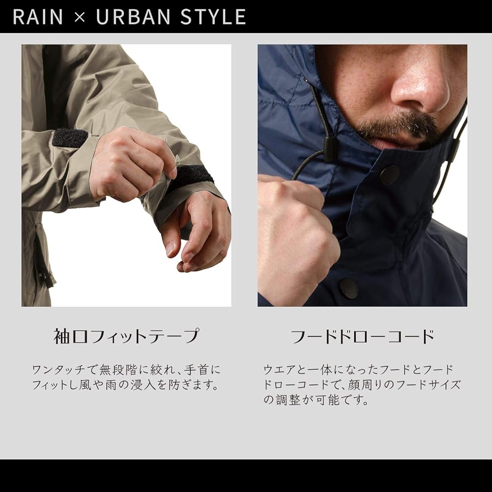 [Mac] Raincoat (high water repellent/lightweight fabric) (lightweight high-density CORDURA nylon) (adjustable cuff tape) (adjustable hood drawcord) (with sacoche) Black M