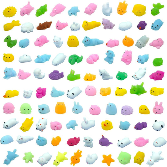 100 Pieces Squishy Toys Mini Kawaii Squishy Stress Relief Fidget Toy Pack for Kids Boys Girls Party Favors Birthday Gifts Classroom Favors Christmas Stocking Stuffers (Pack of 100)