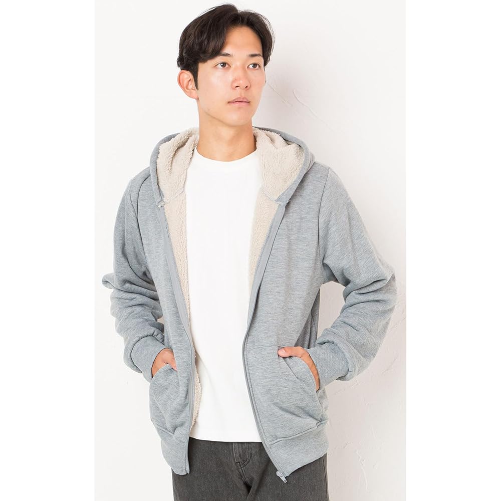 [Y's factory] Back Boa Sweatshirt Sweatshirt Hoodie Men's Long Sleeve Room Wear Plain Tops Loungewear Loose