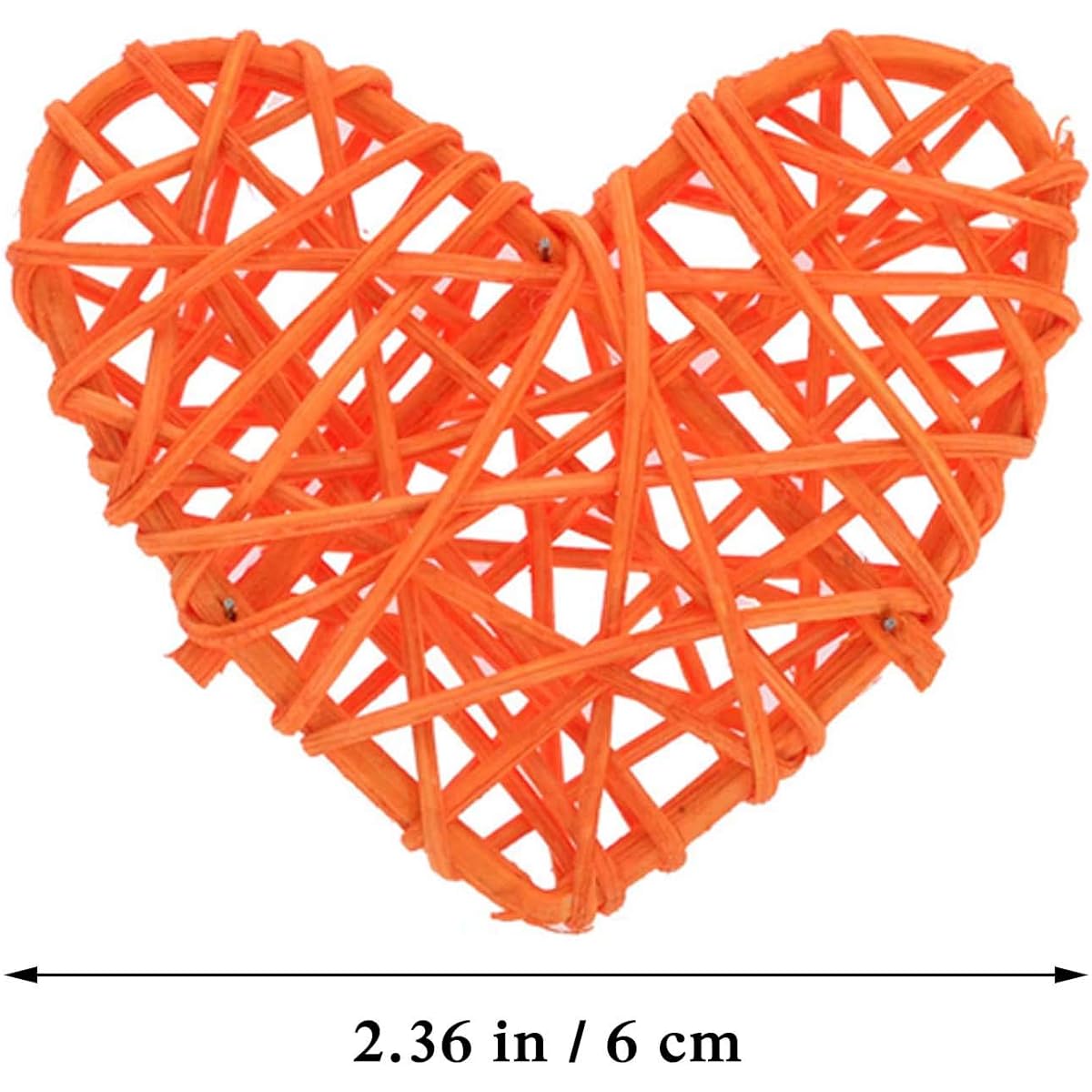 Natural Wicker Rattan Heart Shape Ball DIY Craft Vase Filler Hanging Ball Ornament for Wedding Baby Shower Birthday Christmas Party Decoration (2.36 Inch 12 Pieces) (Orange)