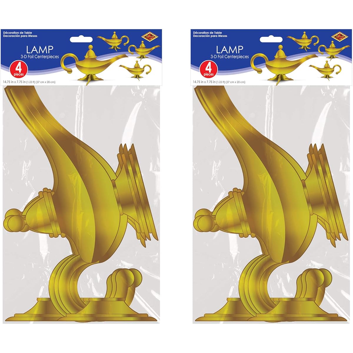 Beistle 3D Foil Lamp Centerpieces 8 Piece 14.75" x 7.75" Gold