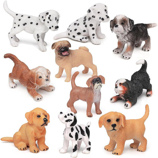 Farm Animal Model Toy Playset 10pcs Realistic Dog Figures Toy Golden Retriever Boxer Topshop Unique Great Dane Shar Pei Dog Action Figure Decoration Collection Party Favors Toys for Kids