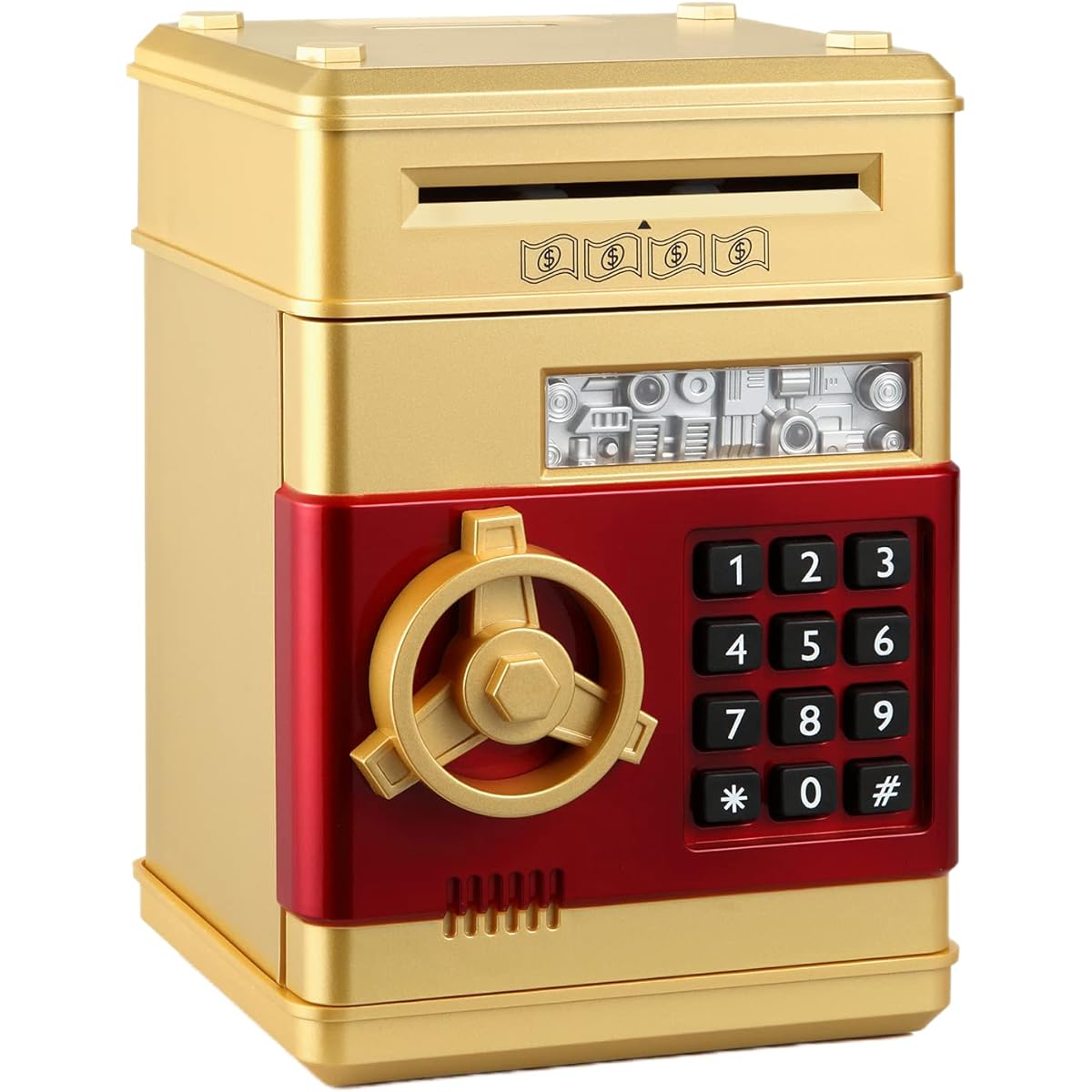 Honeystar Piggy Bank for Boys ATM Piggy Bank Electronic Piggy Bank Real Safe Kids Safe Birthday Gift 8-12 Years Old 9 Year Old Gift Cool Stuff (Gold)