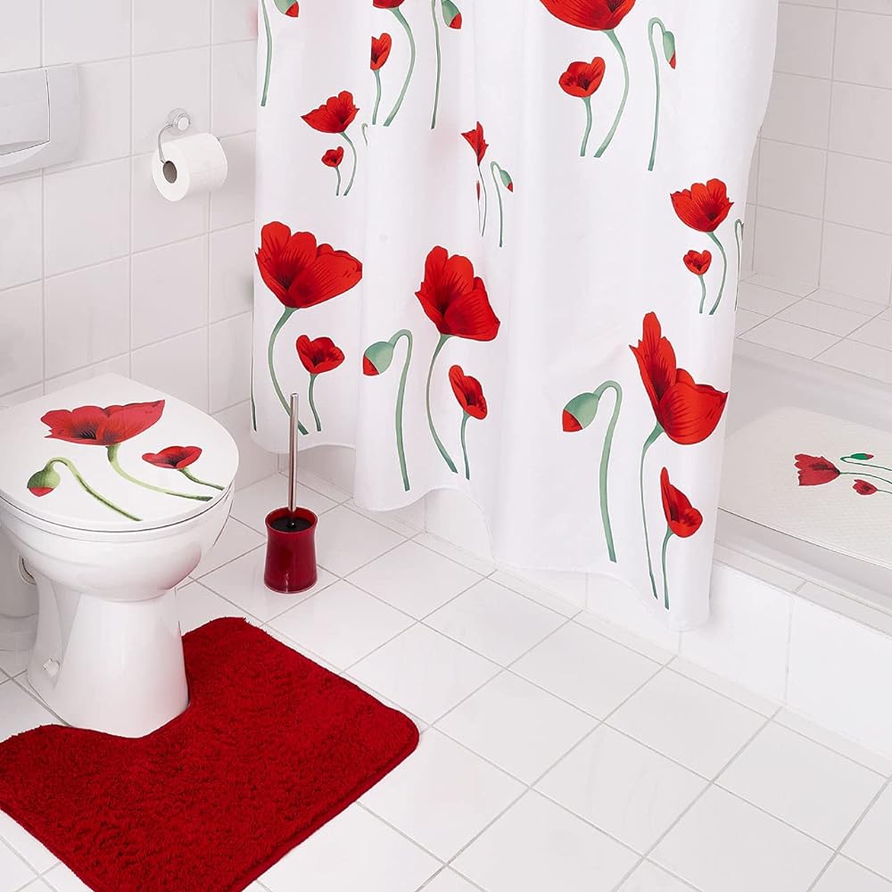 RIDDER shower curtain textile poppy unit bath bathroom partition flower 180x200cm RI47800