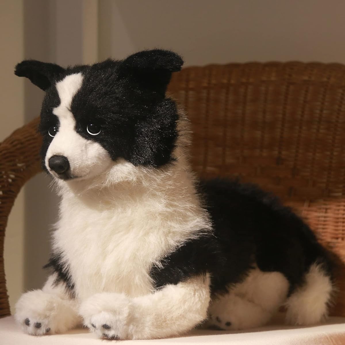 Chongker Stuffed Animal Puppy Border Collie Handmade Realistic Toy Dog Huggable Plush Dog Companion Pet Gift for Kids Dog Lovers Birthday Anniversary