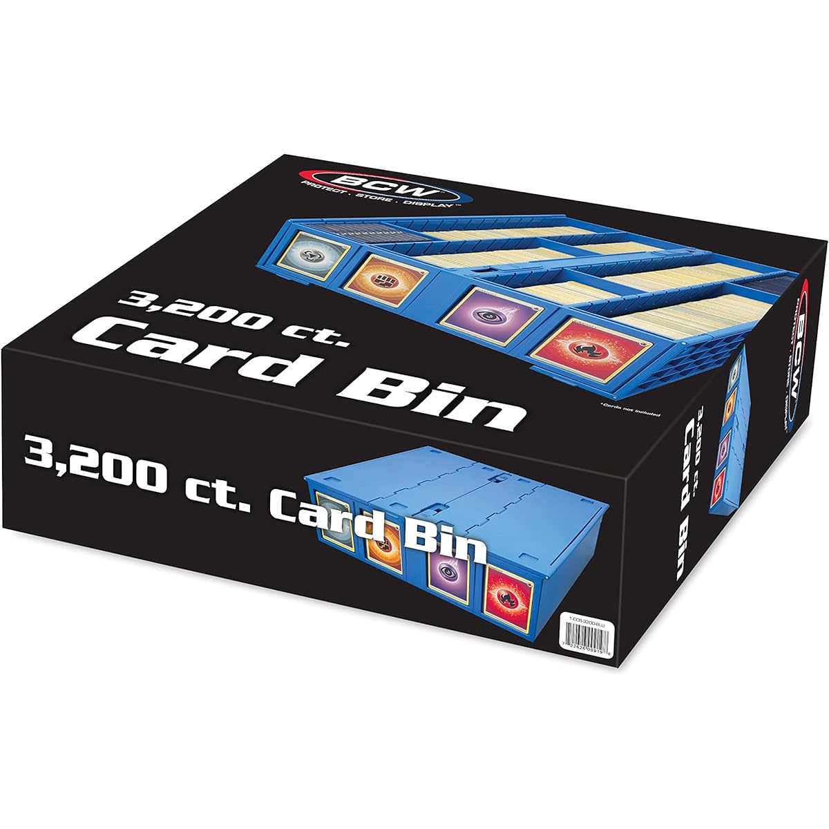 BCW Collectible Card Bin - Holds 3200 Cards - Large Card Storage Box for Loose Trading Cards, Pokemon, MTG, Sports Cards Storage Box with 4 Card Bin Dividers Card Box (Blue)