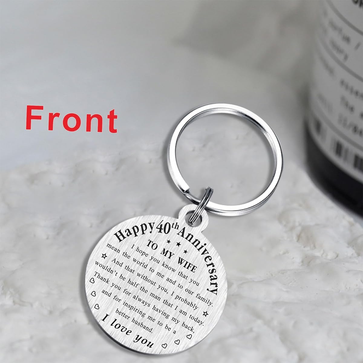 TANWIH 40th Wedding Anniversary Keychain for Wife/Best Friend/1983 40th Anniversary Decoration for Women