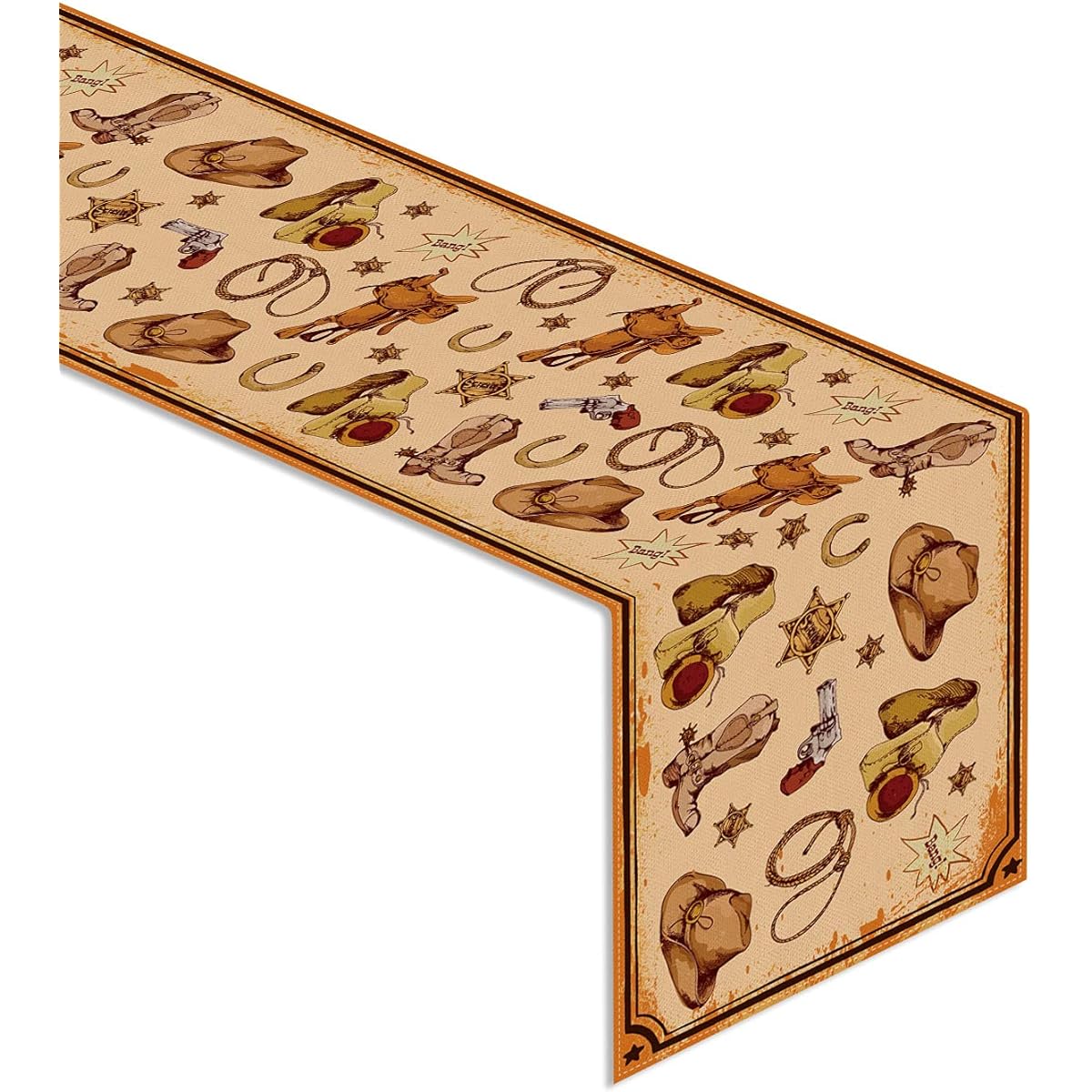 Rainlemon Linen Western Cowboy Table Runner Wild West Birthday Party Rodeo Texas Kitchen Dining Room Decoration
